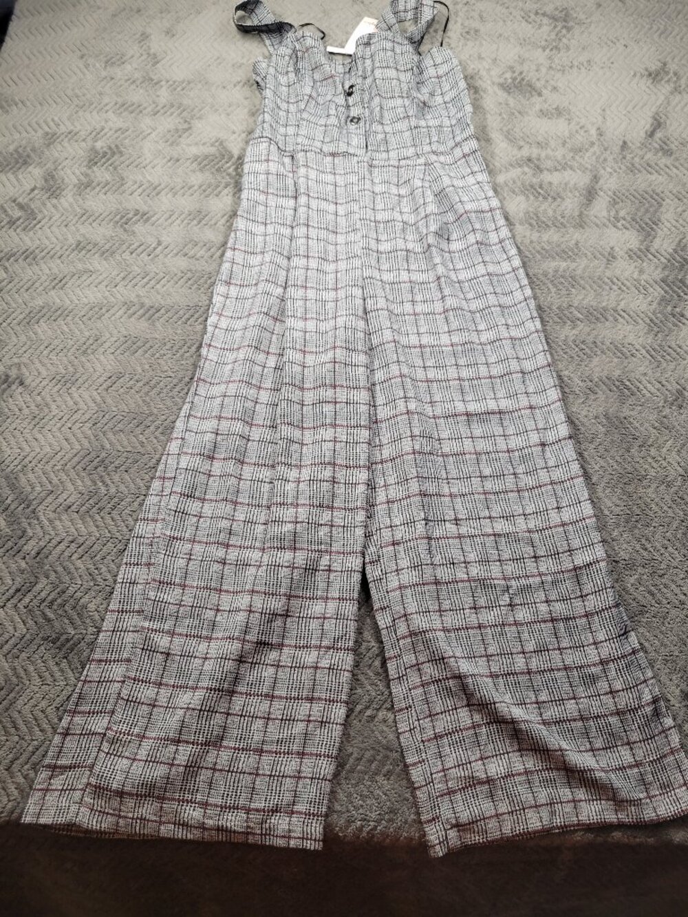 Candie's womens jumpsuit size medium Gray and maroon new with tags